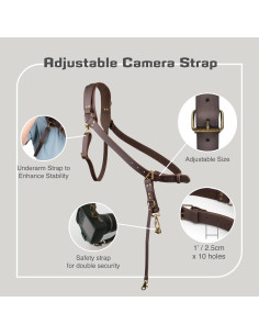 Arnés de cámara de cuero 4J LEDR ajustable para DSLR 2