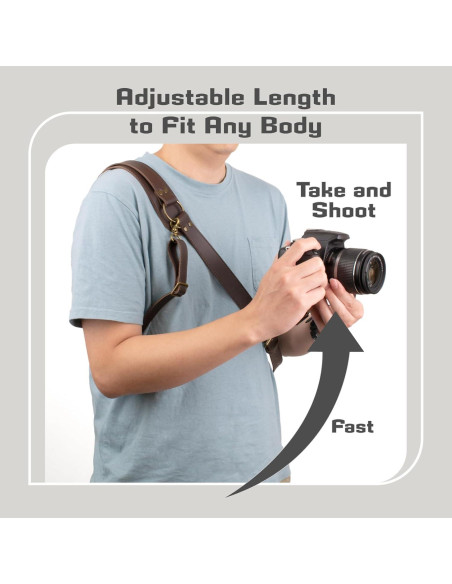 Arnés de cámara de cuero 4J LEDR ajustable para DSLR