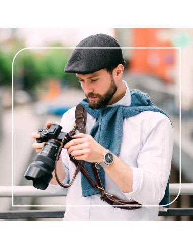 Arnés de cámara de cuero 4J LEDR ajustable para DSLR