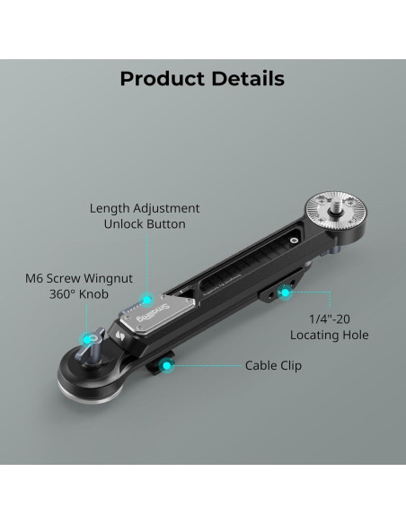 Adaptador de brazo de extensión SmallRig 5206 para rig de hombro