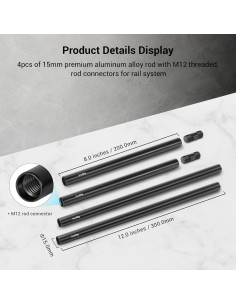 Varillas de 15mm SmallRig 1659 - Aluminio M12, 20cm y 30cm 2