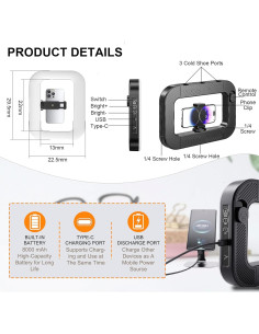 Soporte de Video con Luz RGB WBLOOMSI y Batería 8000mAh 2