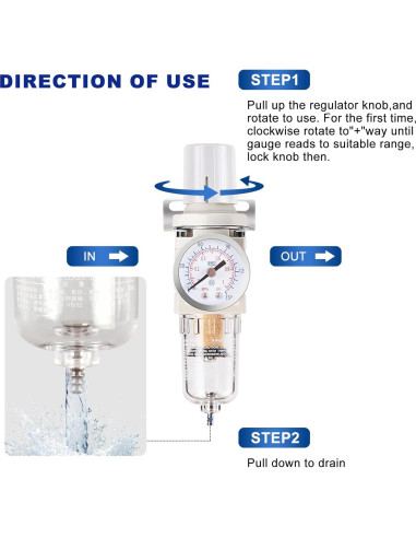 Filtro Regulador de Aire AIPUWIN AW2000-02 1/4" (6,35 mm)