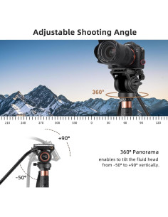 Cabezal de Fluido Cayer H8 con Trípode y Base Plana 60 mm 2