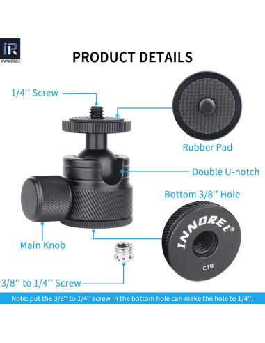 Cabezal de Bola INNOREL C19 para Trípode 360 Rotación 3kg