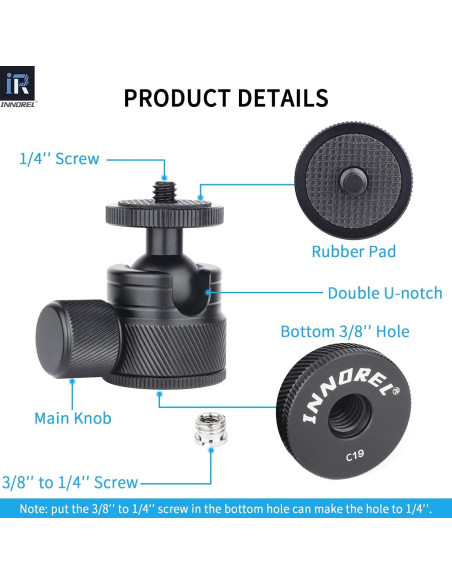 Cabezal de Bola INNOREL C19 para Trípode 360 Rotación 3kg