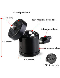 Cabezal de Bola Mini Giratorio 360 Aoqiyue para Trípode - Paquete de 2 2