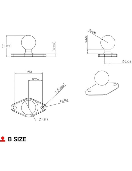 Base de bola RAM Mounts GPS RAM-B-238U 6.17x3.33cm Aluminio