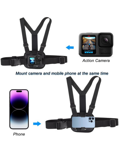 Soporte Dual para Pecho Suptig Ajustable para Teléfono y GoPro
