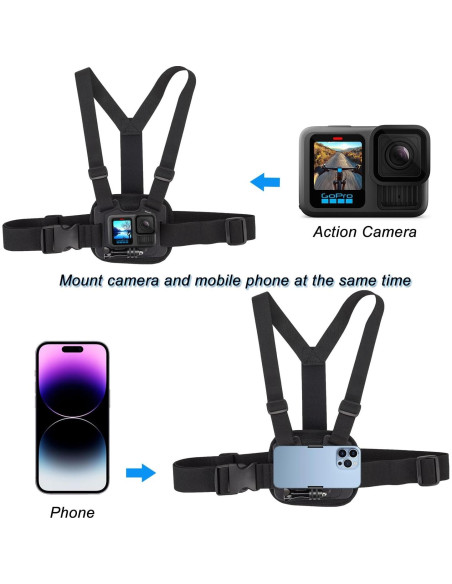 Soporte Dual para Pecho Suptig Ajustable para Teléfono y GoPro