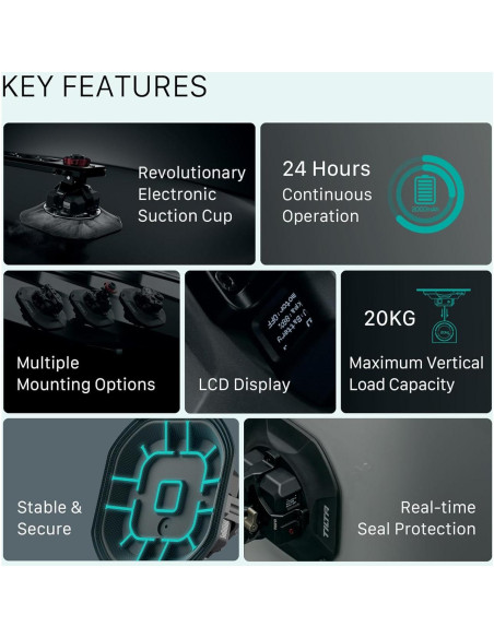 Ventosa Electrónica Tilta 4.5" con Soporte Universal y Carga Rápida