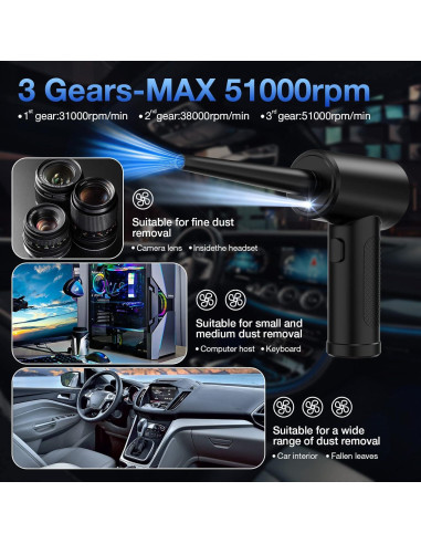 Soplador de Aire Comprimido LGINZS 68W 3 Velocidades 6000mAh