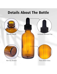 48 Botellas de Vidrio Ámbar 60 ml con Gotero y Accesorios 2