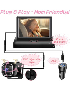 Cámara para Bebé RVGoNow con Monitor 4.3" HD 1080P USB 2