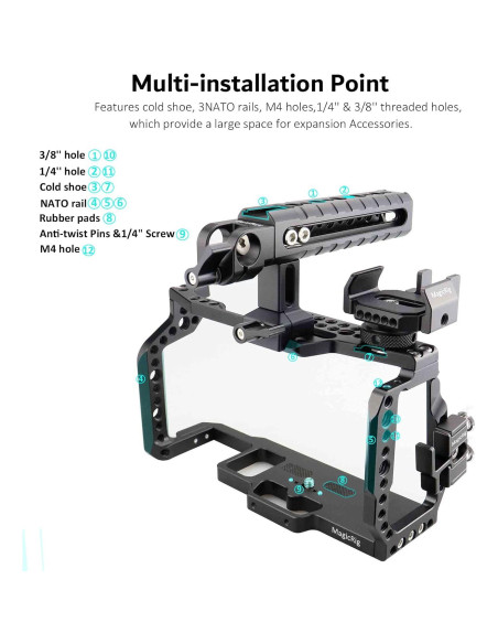 Jaula Completa MAGICRIG para BMPCC 4K y 6K con Mango y Soporte SSD Jaula Completa MAGICRIG para BMPCC 4K y 6K con Mango y Soporte SSD