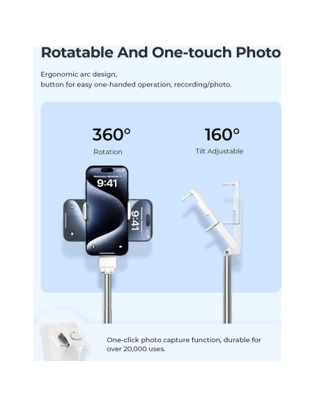 Palo de Selfie Extensible SupeDesk I6 Blanco 70 cm Inalámbrico