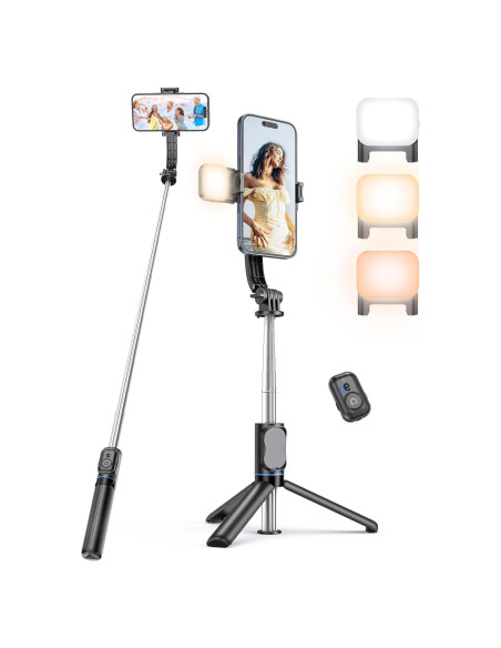 Trípode de Selfie KzomKzoo con Luz Regulable y Soporte Desmontable