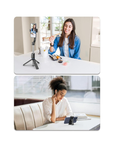 Trípode de Selfie KzomKzoo con Luz Regulable y Soporte Desmontable