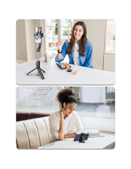 Trípode de Selfie KzomKzoo con Luz Regulable y Soporte Desmontable