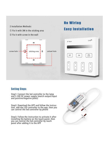 Kit Regulador de Luz Inteligente 12V LED KITASST - Control Táctil