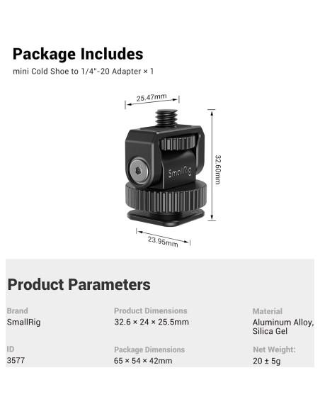 Adaptador de Montaje en Zapata Fría Mini SmallRig 3577