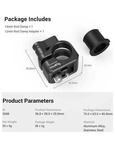 Abrazadera de Varilla Simple 12mm/15mm SmallRig 3598