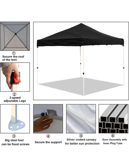 Carpa Plegable LANMOUNTAIN 2.44x2.44m Sombra Ajustable Carpa Plegable LANMOUNTAIN 2.44x2.44m Sombra Ajustable