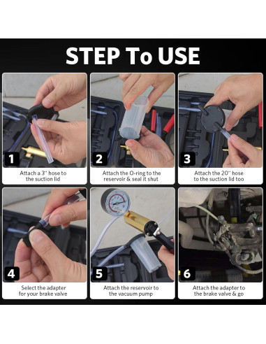 Kit de purga de frenos HTOMT 2 en 1 con bomba y estuche