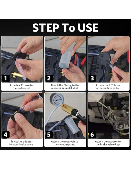 Kit de purga de frenos HTOMT 2 en 1 con bomba y estuche