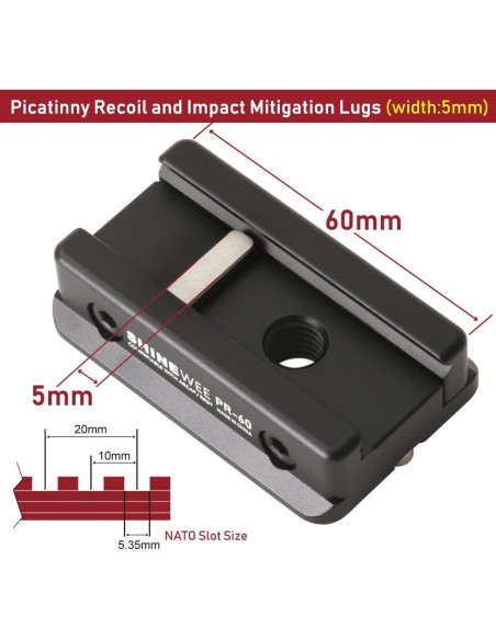 Adaptador Picatinny a Arca Suiza SHINEWEE 3.81 cm
