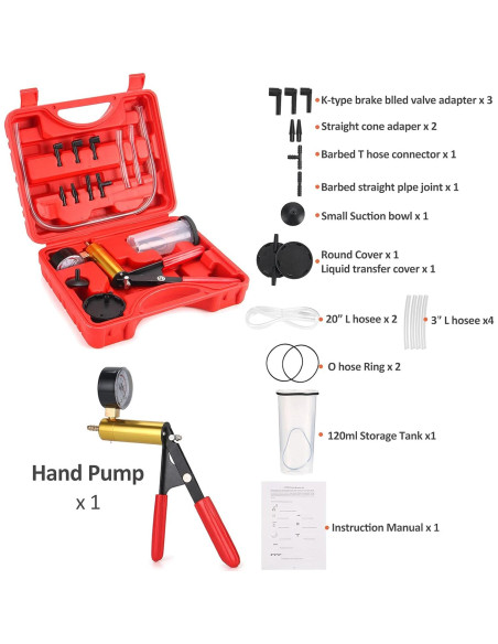 Kit de purga de frenos HTOMT 2 en 1 con bomba y estuche