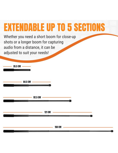 iOgrapher Boom Pole Compacto Ajustable 1.5m para Micrófono
