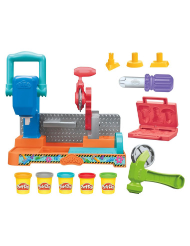 Play-Doh Banco de Herramientas con Sellos y Sierra 5 Colores