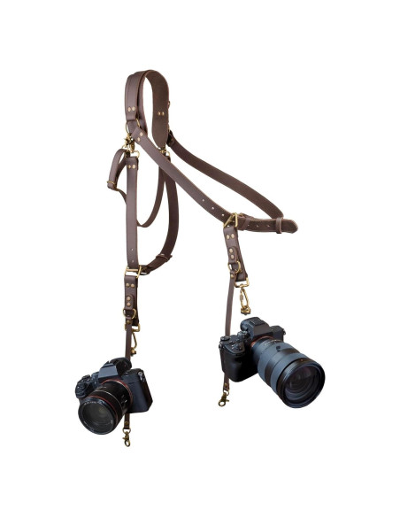 Correa de cámara de cuero LEDR 4J para 1 o 2 DSLR