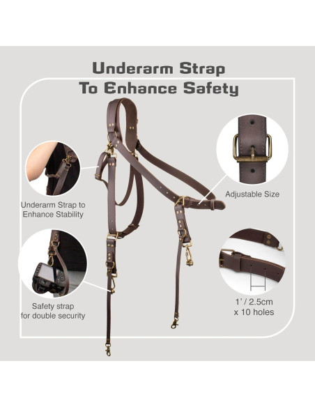 Correa de cámara de cuero LEDR 4J para 1 o 2 DSLR