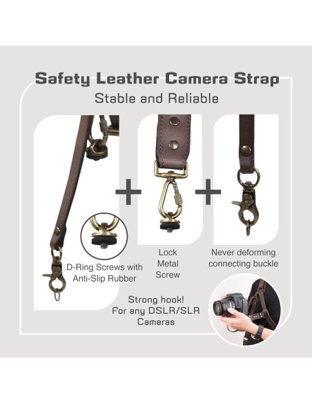 Correa de cámara de cuero LEDR 4J para 1 o 2 DSLR