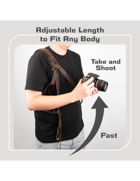 Correa de cámara de cuero LEDR 4J para 1 o 2 DSLR