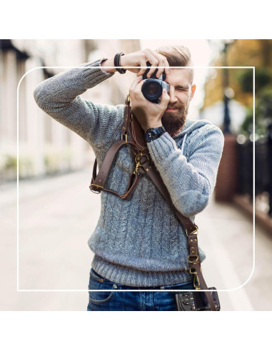 Correa de cámara de cuero LEDR 4J para 1 o 2 DSLR