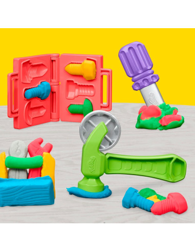 Play-Doh Banco de Herramientas con Sellos y Sierra 5 Colores