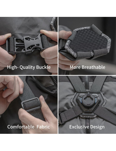 Soporte de Pecho Rugvis para Teléfono Móvil Ajustable Negro