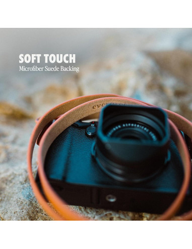 Correa de Cámara Minimalista Evergreen de Cuero 71.1 cm Negra