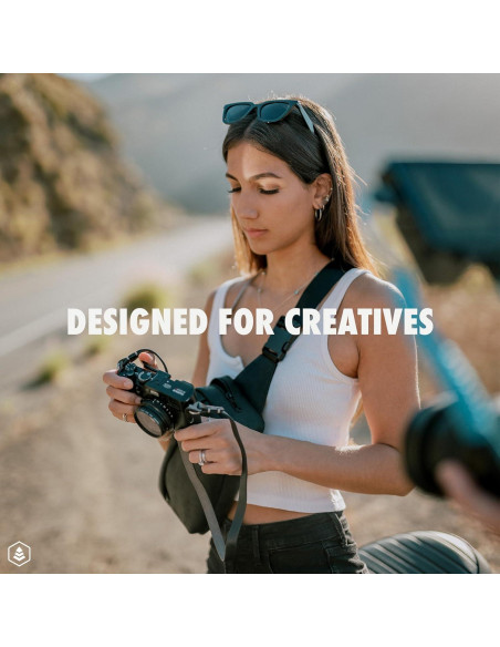 Correa de Cámara Minimalista Evergreen de Cuero 71.1 cm Negra