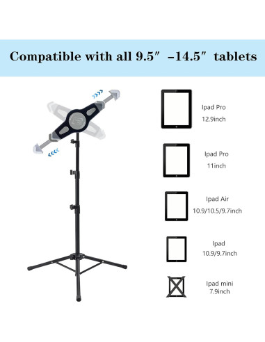 Soporte de trípode ajustable Raking para tablet 9.5-14.5"