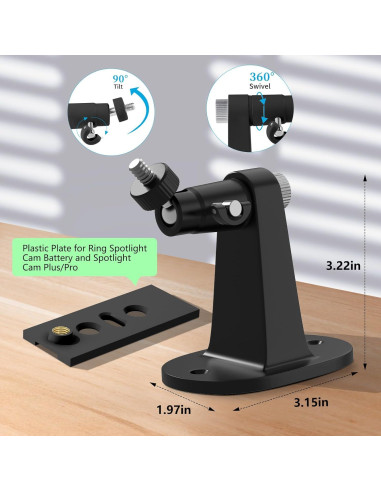 Soporte de Pared Ajustable para Ring Spotlight Cam y Stick Up Cam - Negro