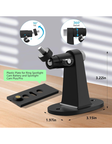Soporte de Pared Ajustable para Ring Spotlight Cam y Stick Up Cam - Negro
