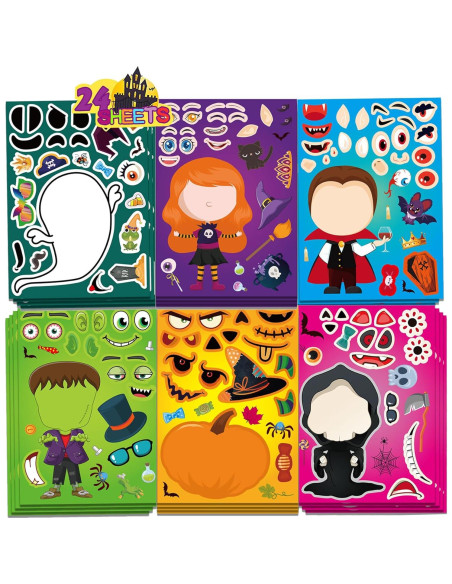 Calcomanías de Halloween Flixoran 24 Hojas para Niños