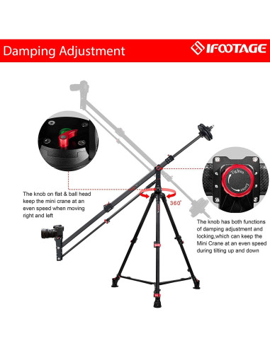 Trípode de Video IFOOTAGE de Fibra de Carbono 165 cm + Grúa Mini M1 III 216 cm