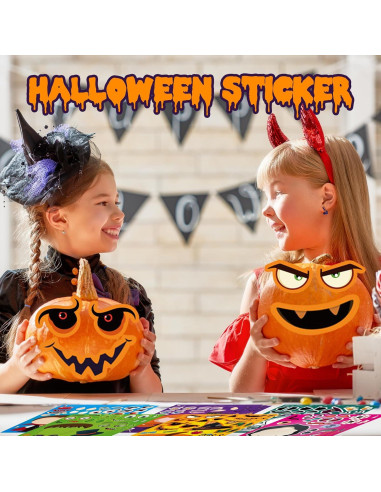 Calcomanías de Halloween Flixoran 24 Hojas para Niños