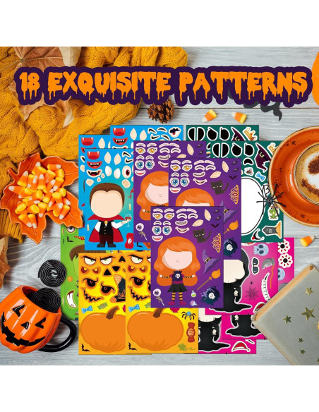 Calcomanías de Halloween Flixoran 24 Hojas para Niños