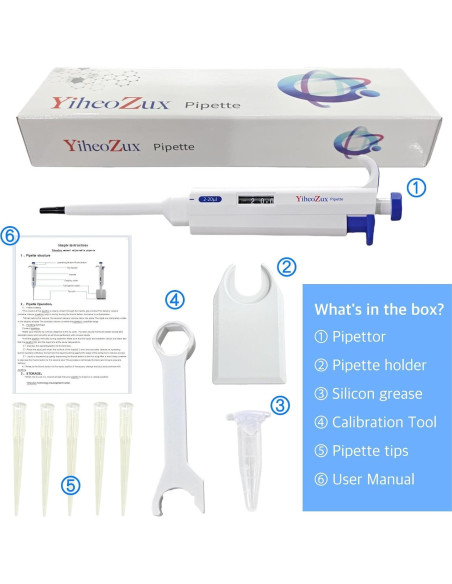 Micropipeta YiHeo 2-20l Alta Precisión Ergonómica